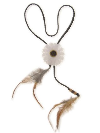 Hippie headband with white flower en feather