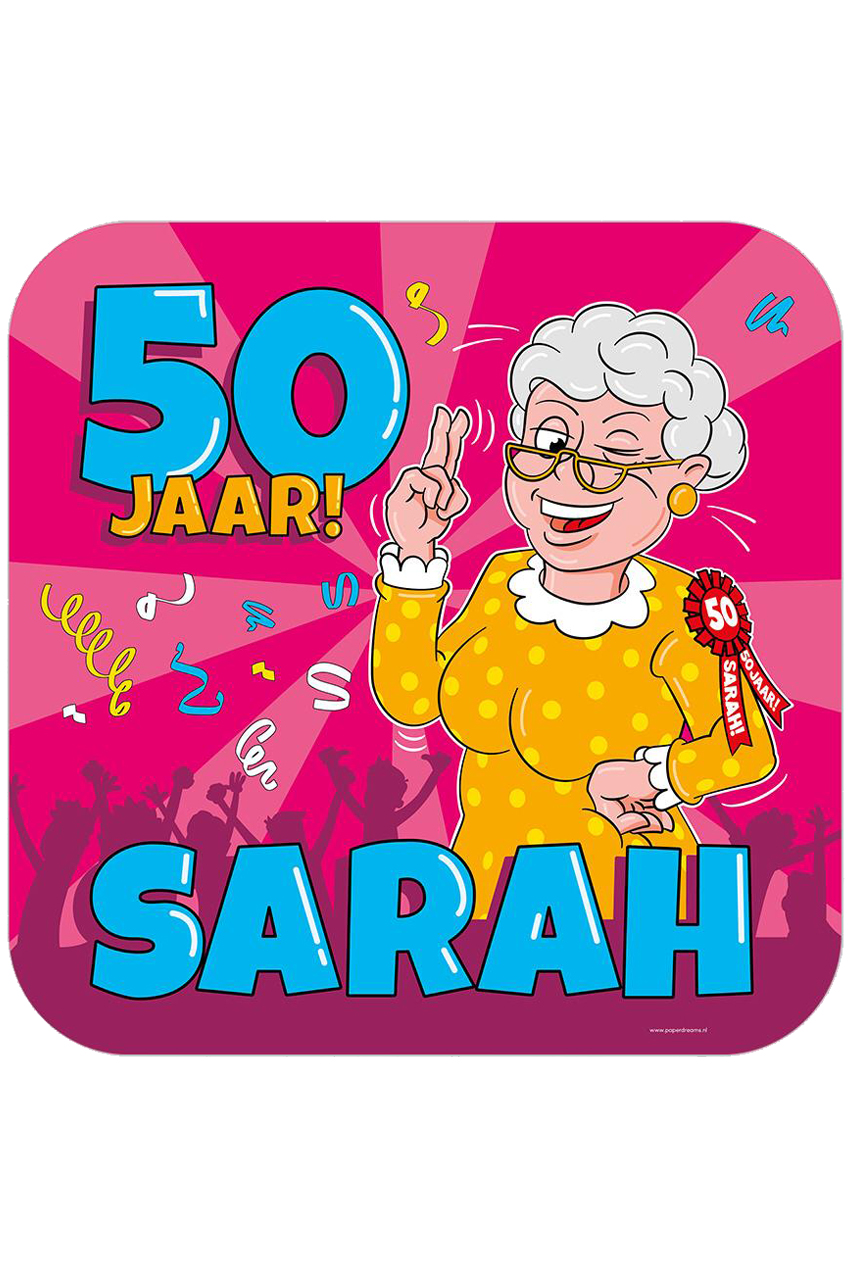 Tribute shield Sarah 50 years cartoon