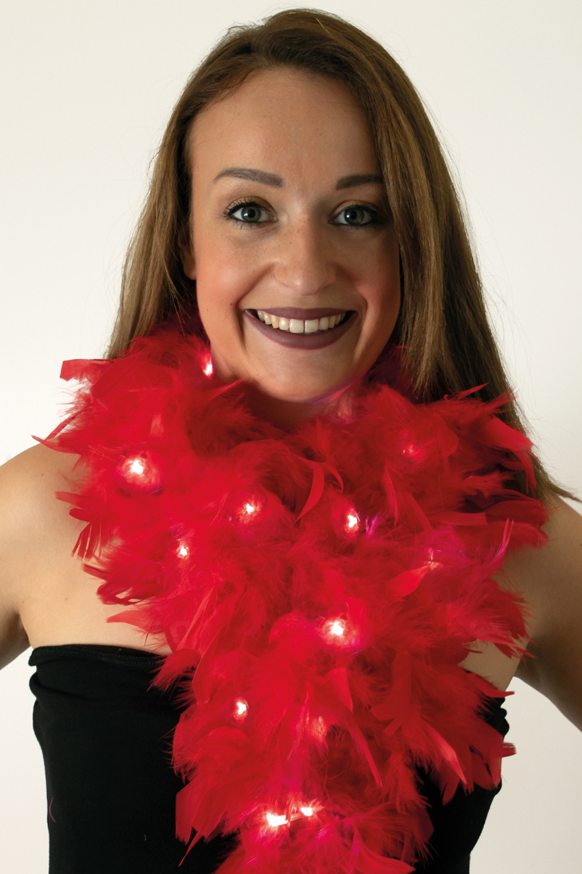 Feather boa red with lights 180 cm. 50 gr.