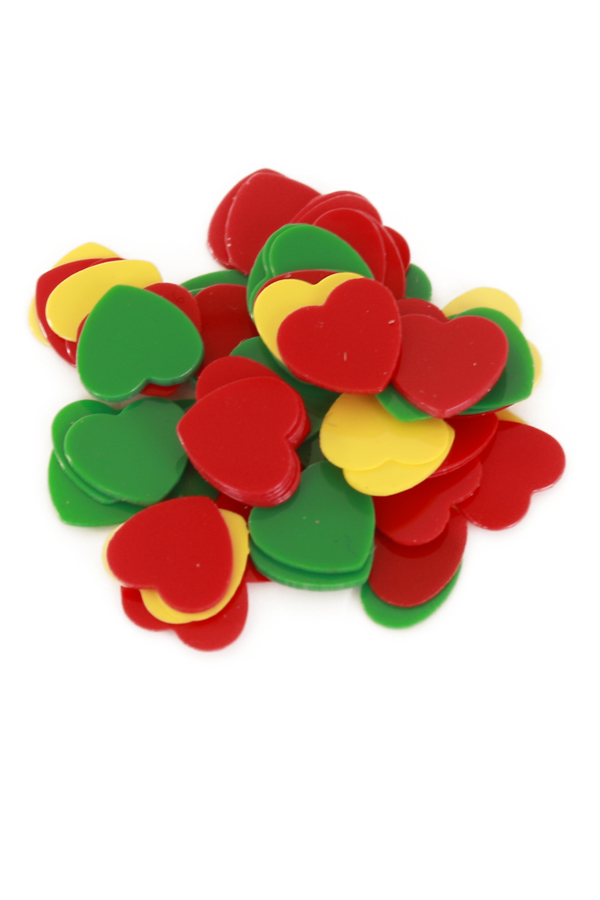Confetti hearts 6 mm red yellow green 30 grams