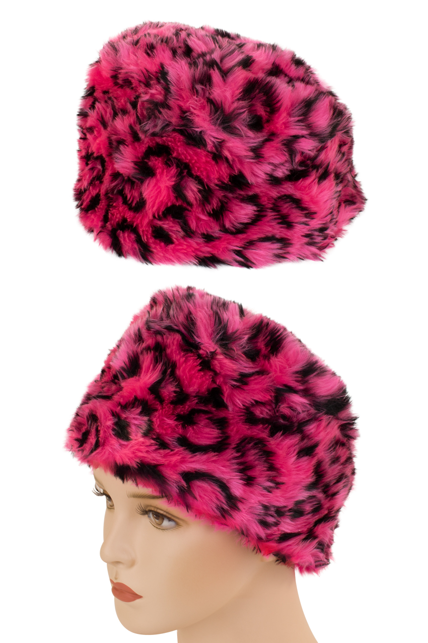 Fur hat panther pink