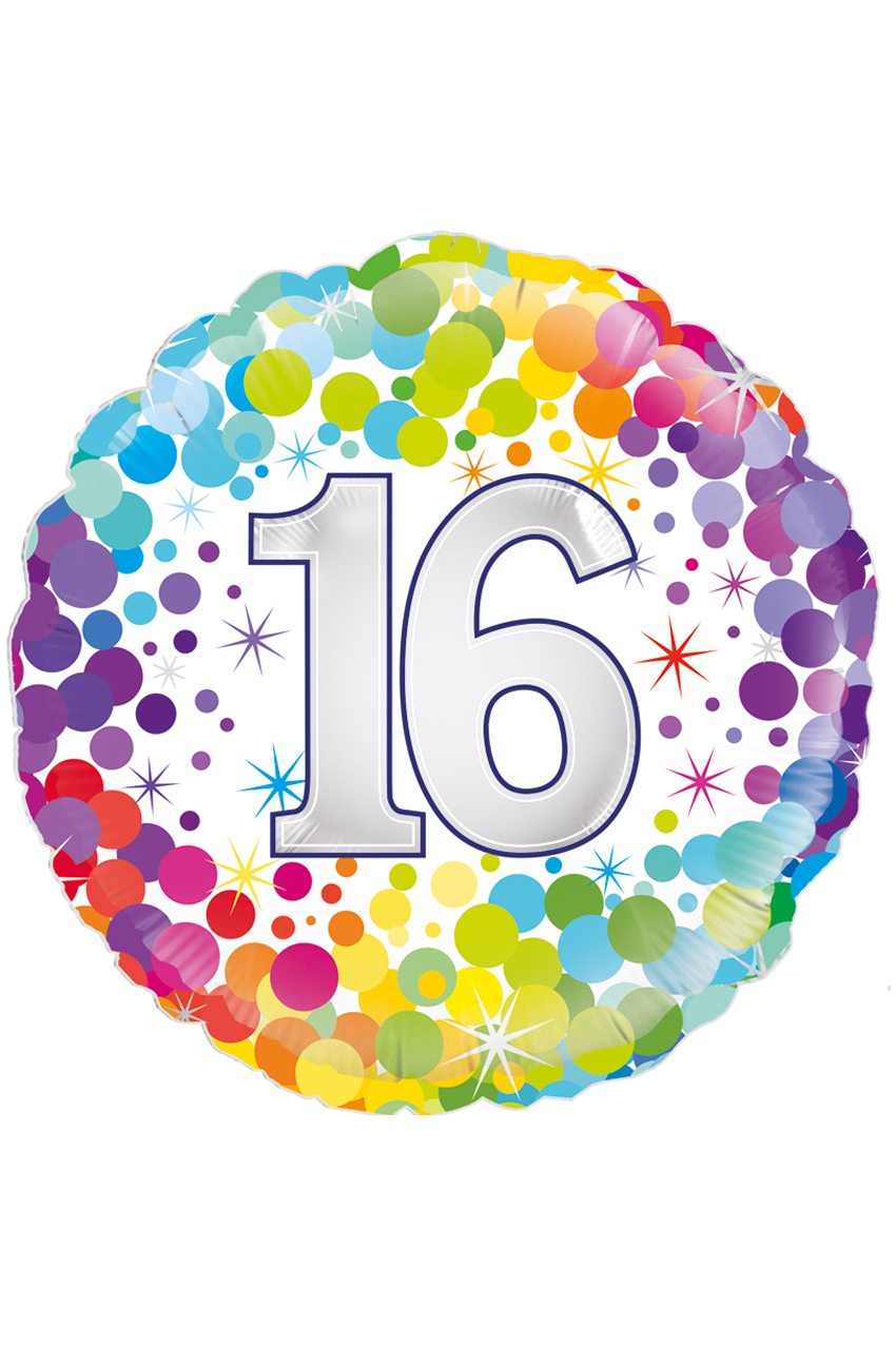 Foil balloon 16 years Confetti 18 inch per 1
