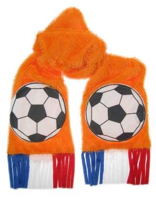 Scarf orange with football 180 x 22 cm.