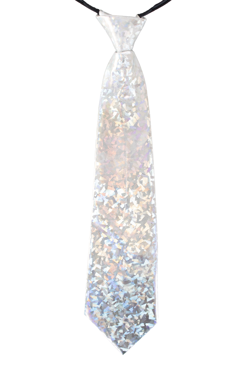 Necktie hologram silver 10 x 40 cm