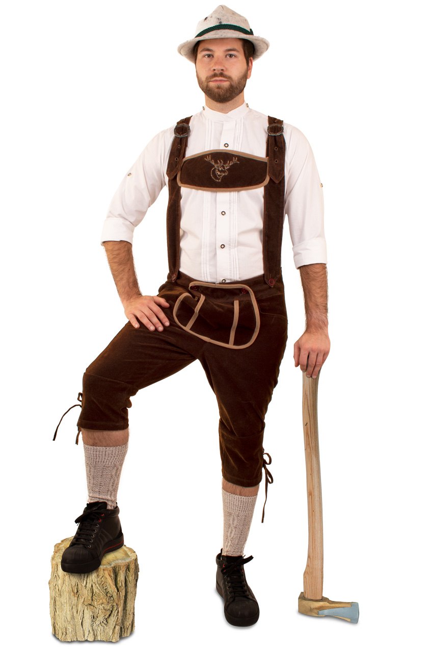 Tyrolean pants dark brown long suedine