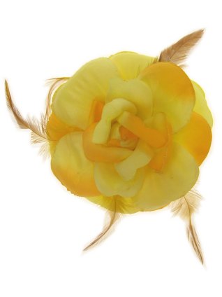 Fascinator yellow glitter flower with clip and elastic band