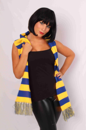 Scarf knitted blue/yellow 