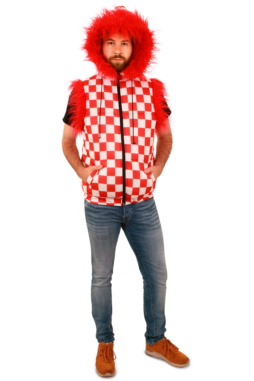 Body warmer red/white blocked