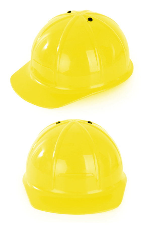 Plastic yellow construction helmet 