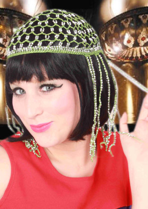 Green snood with silver beads