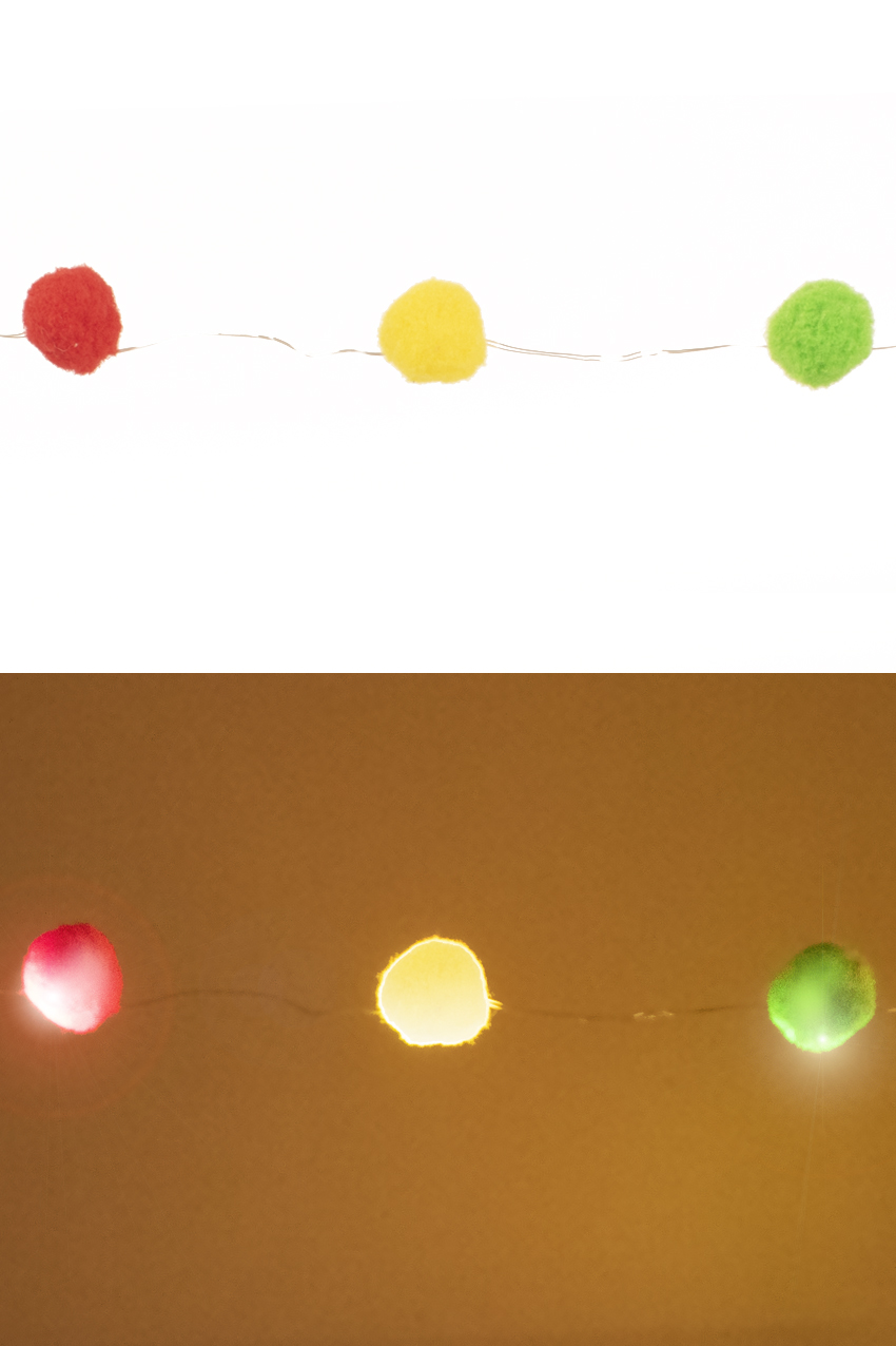 Lighting cord 20 balls red yellow green