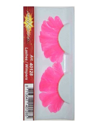 False eyelashes with pink feathers