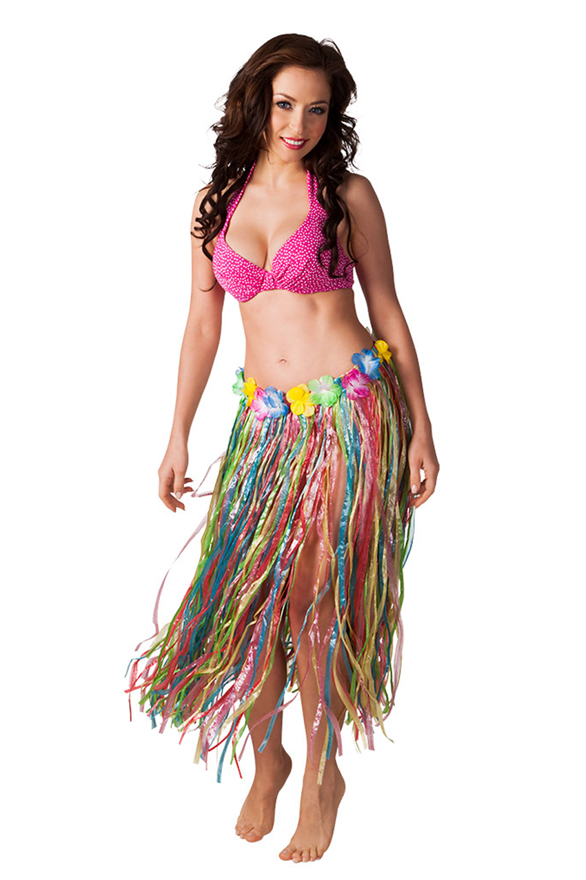 Hawaii skirt multicolour with flowers 80 cm