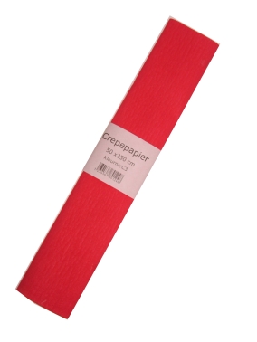 Red crepe paper 250 x 50 cm packaged individually in plastic