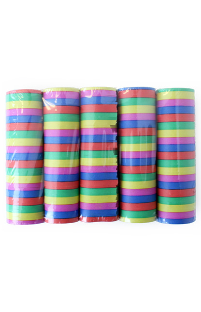 Hand throw streamers multicolour fireproof, per 100 rolls (20 shrink)