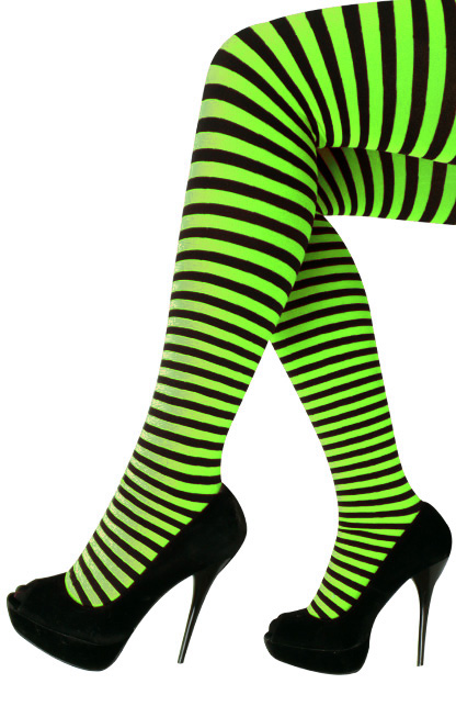 Tights stripe green / black one size