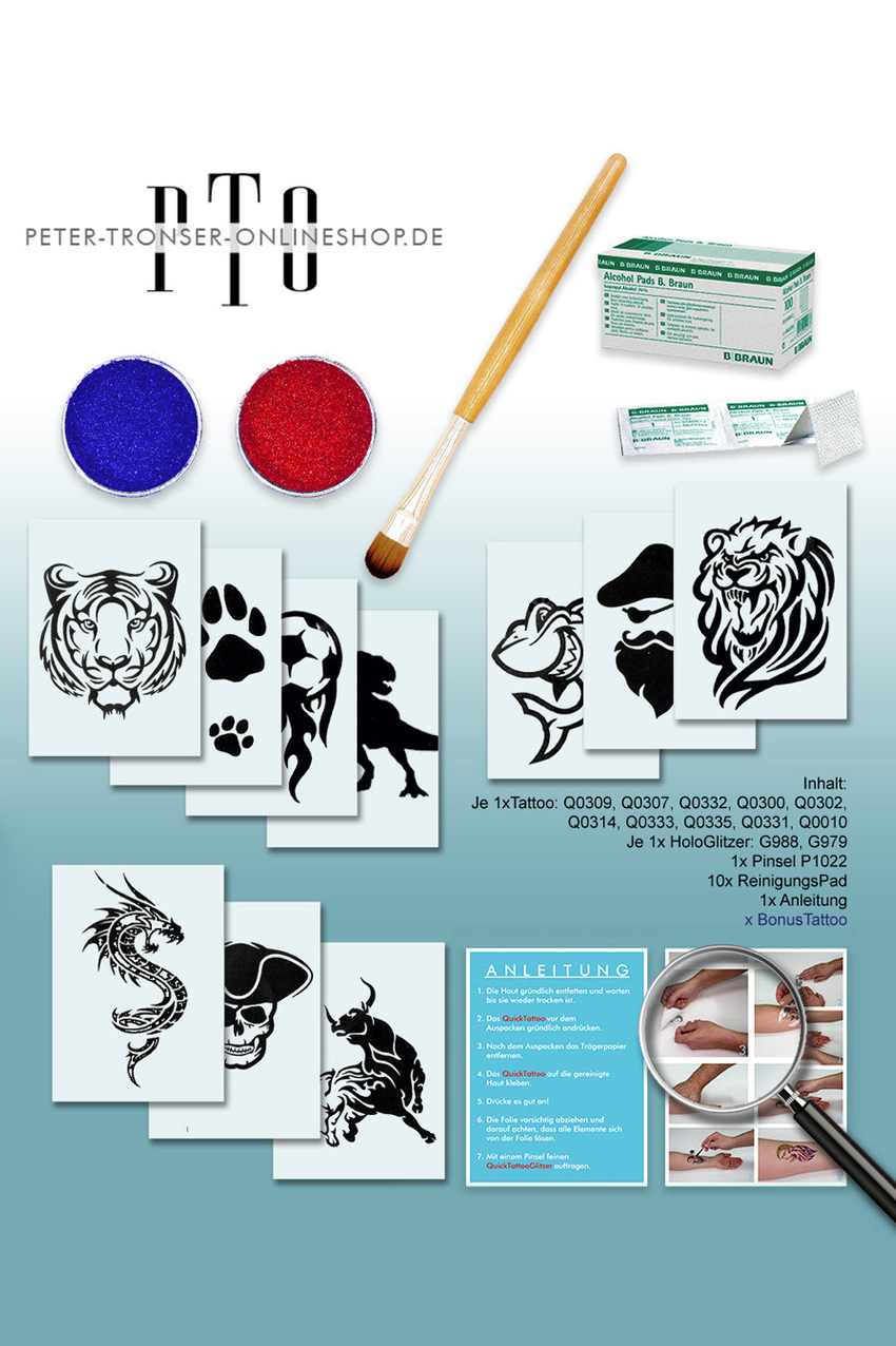 Glitter Tattoo Template Set Boys