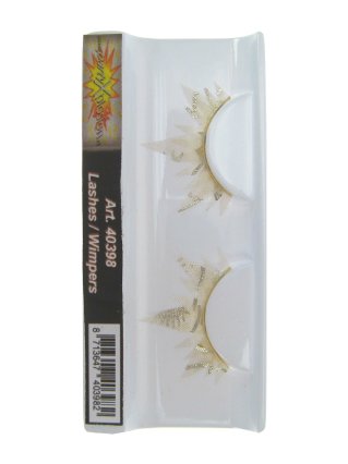 False eyelashes yellow fabric with golden flames pointy 