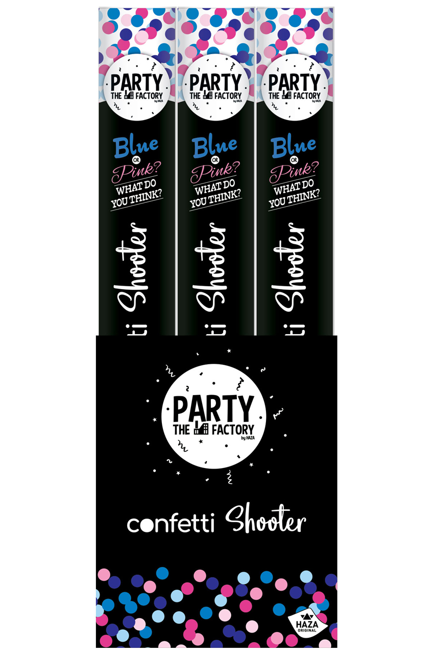 Confetti shooter 40 cm. gender reveal blue in display 919076
