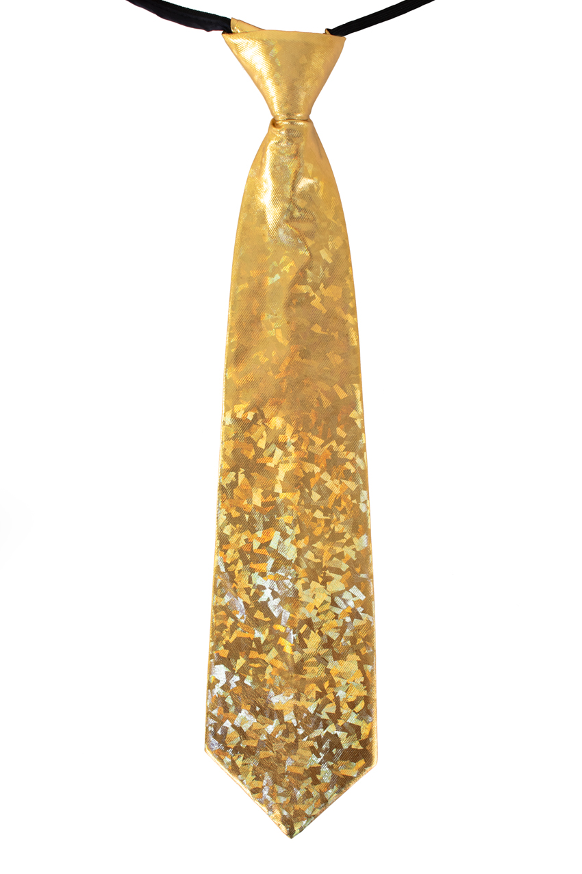 Necktie hologram gold 10 x 40 cm