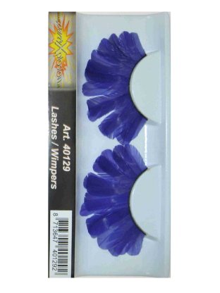 False eyelashes with purple feathers