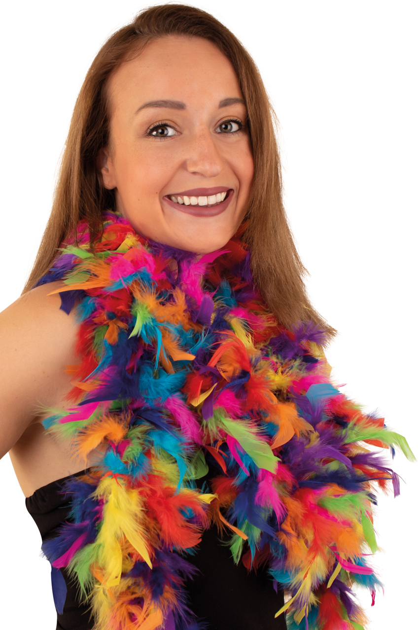 Feather boa rainbow with pink 180 cm. 50 gr.