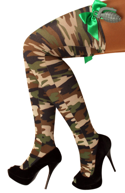 Knee socks stay up camouflage with bowtie and handgrenade on