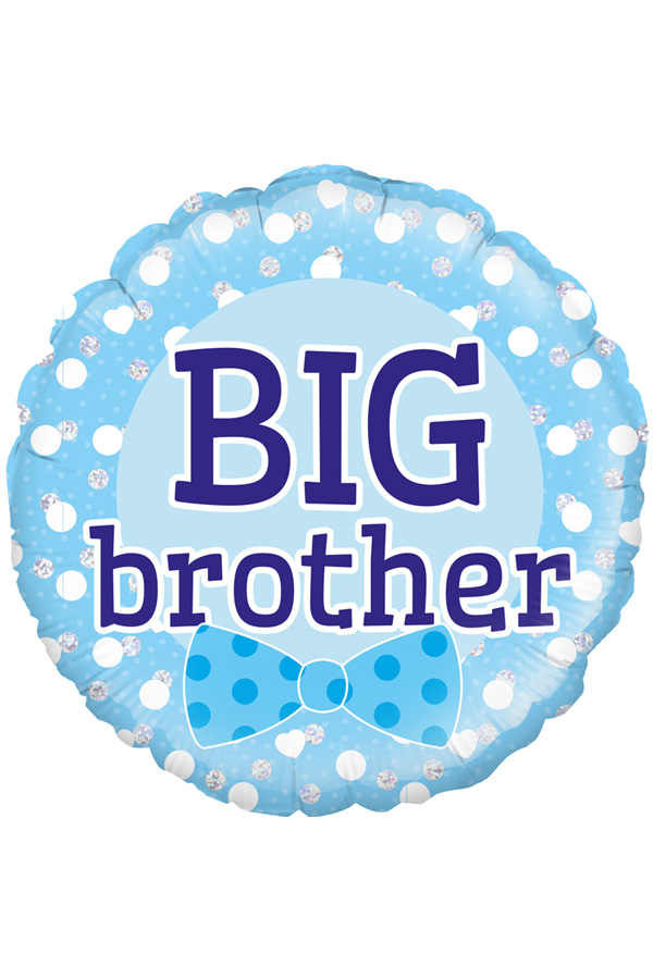 Foil balloon Big Brother light blue holographic 18 inch per 1