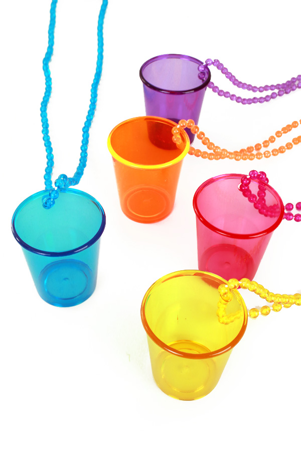 Shot glass on chain assorted colors