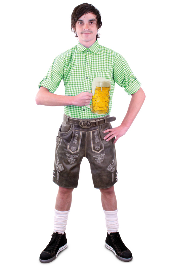 Lederhosen olive green deluxe with belt