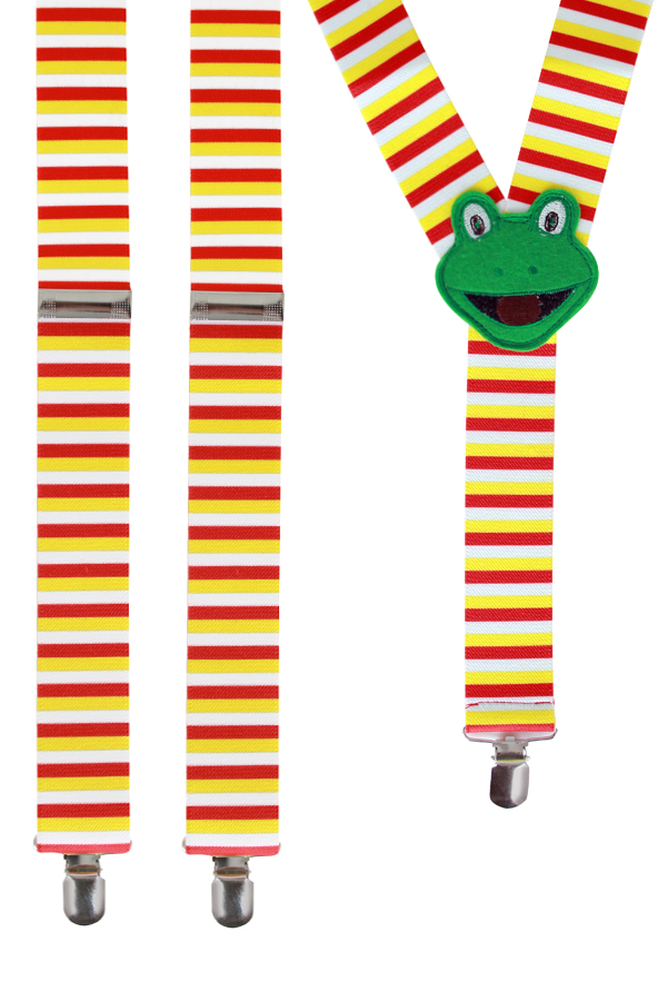 Suspenders  red/white/yellow with frog