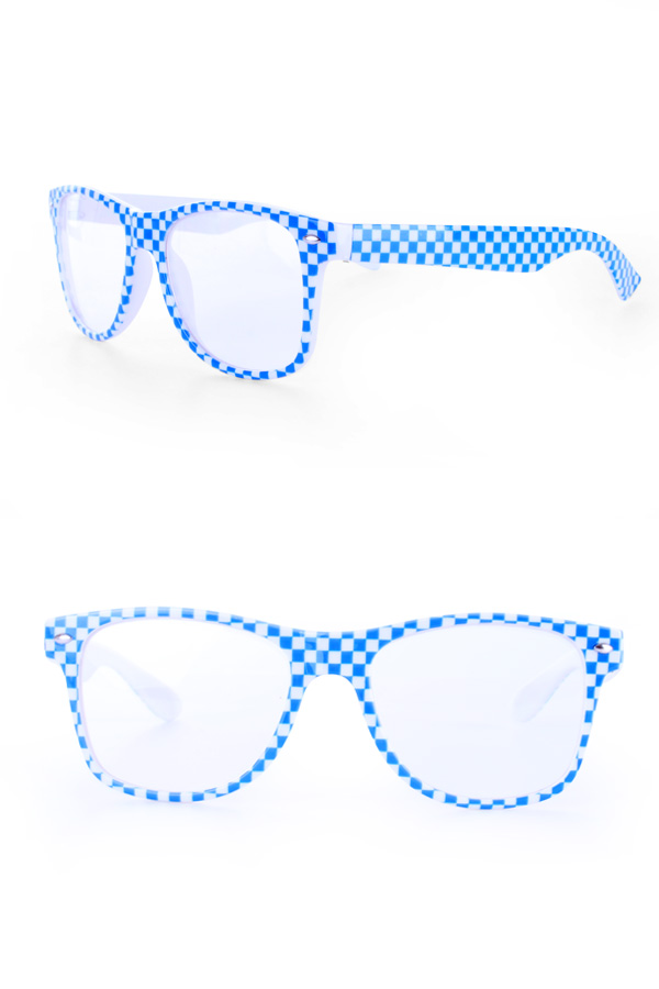 blue / white  glasses