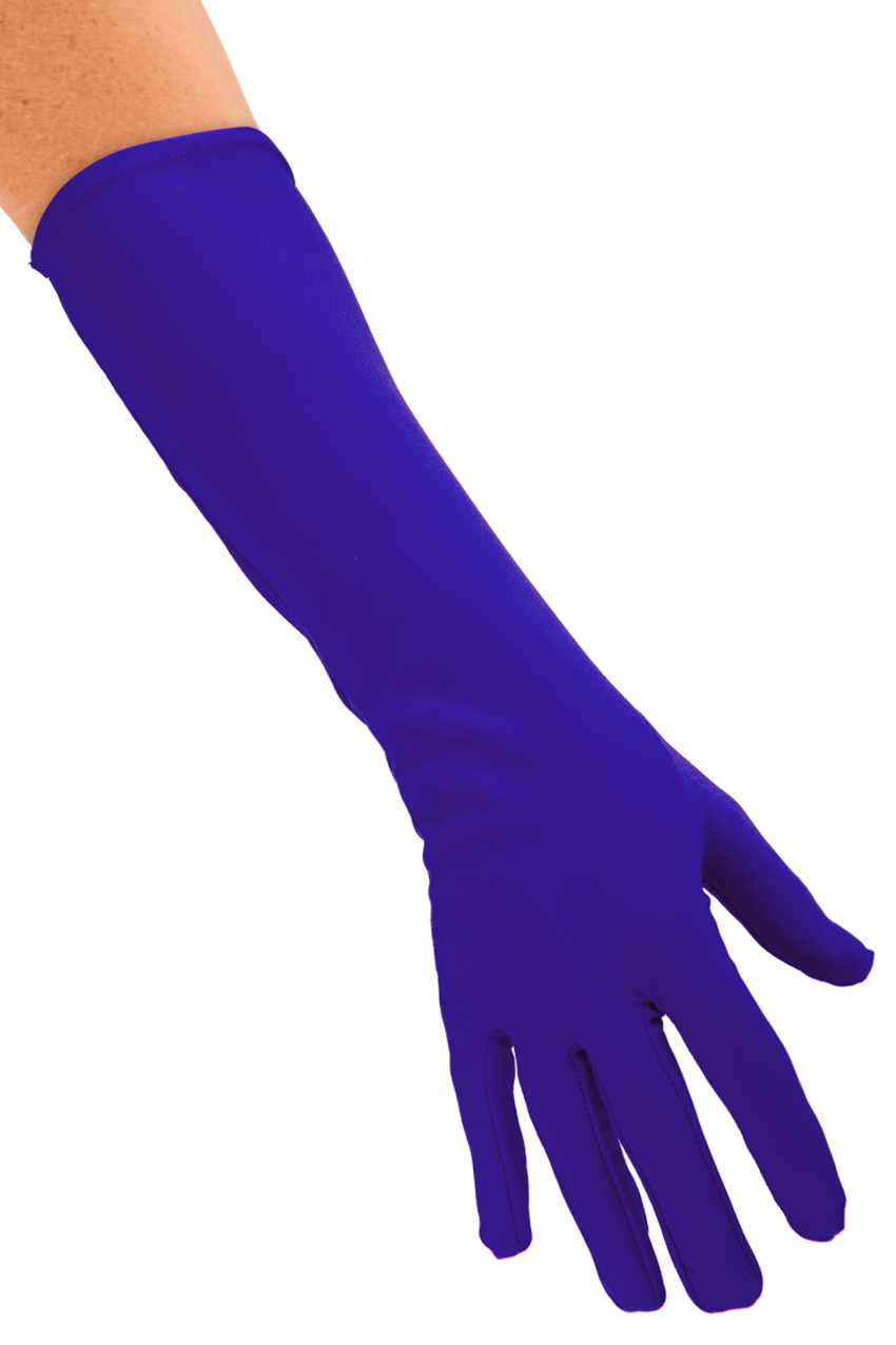 Elbow length blue stretch nylon gloves deluxe