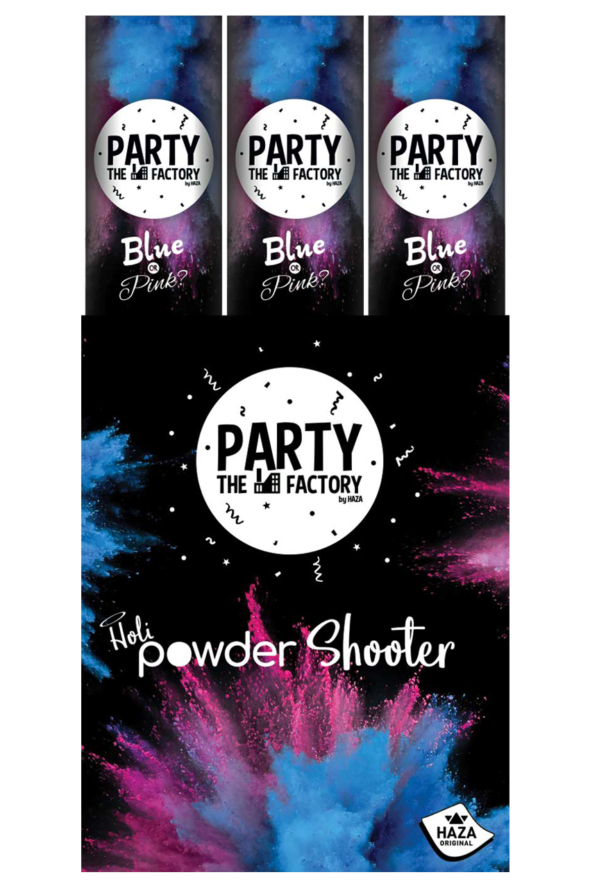 Powder shooter 30 cm Gender Reveal Blue