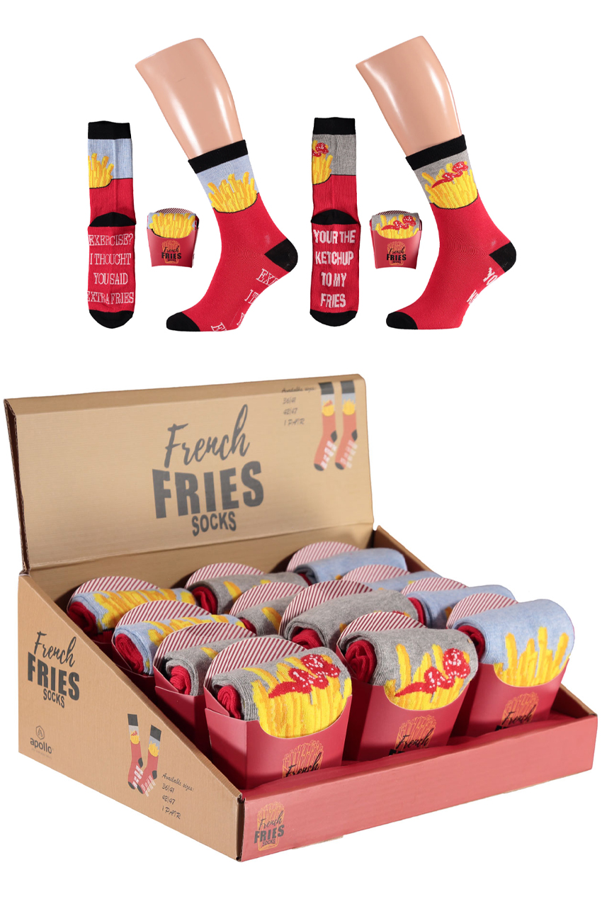 Fries socks packed in fries box