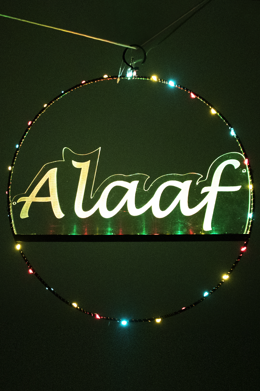 Window-door circle Alaaf illuminated