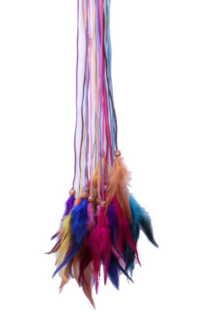 6 Assorted feathered indian necklaces