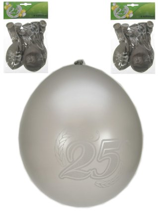 25 Printed jubilee balloons metallic silver 11 inch per 8