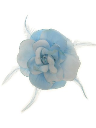 Fascinator light blue glitter flower with clip and elastic b