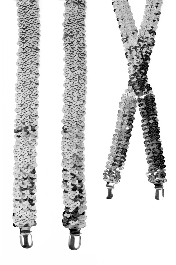 Sequin silver suspenders 