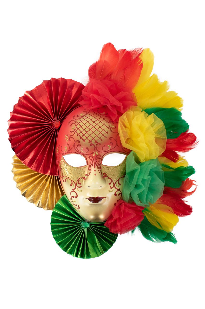 Decoration mask red yellow green 40 x 40 cm.