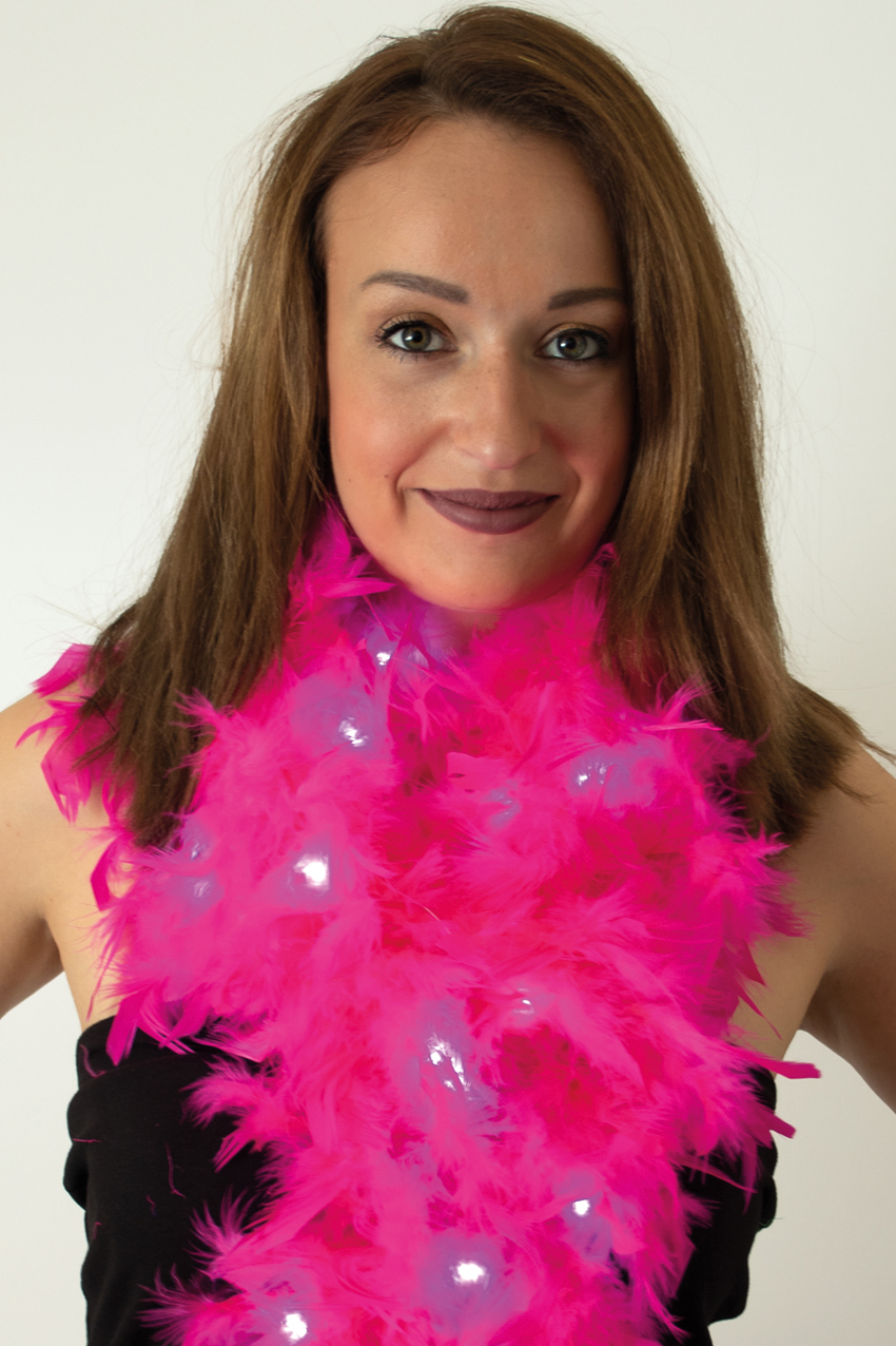 Feather boa pink with lights 180 cm. 50 gr.