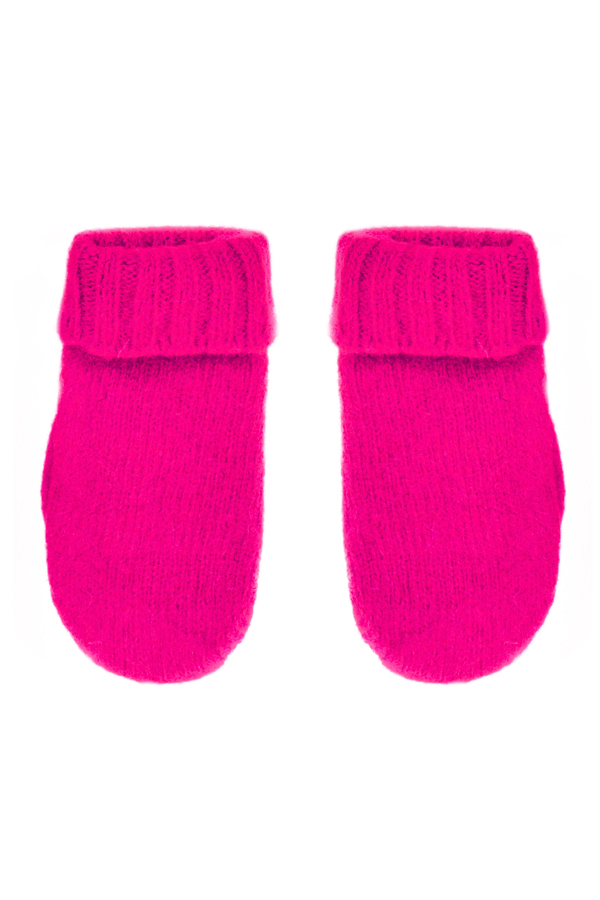 Knitted mittens kids pink
