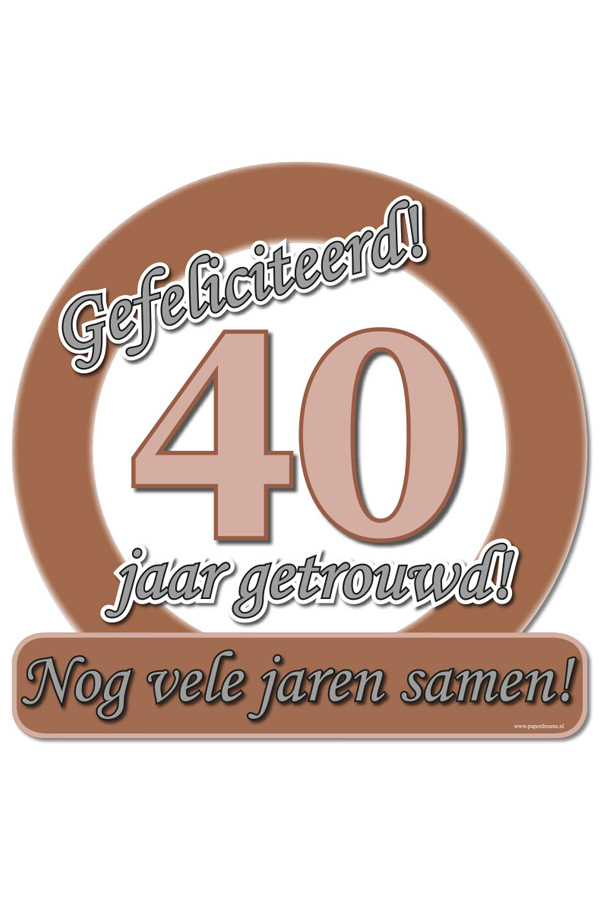 Huldeschild 50x50 cm metalic
40 jaar getrouwd