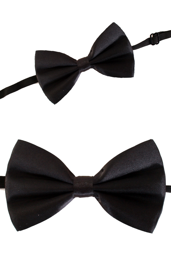 Black bowtie satin with elastic chord size 13 x 8.5 cm