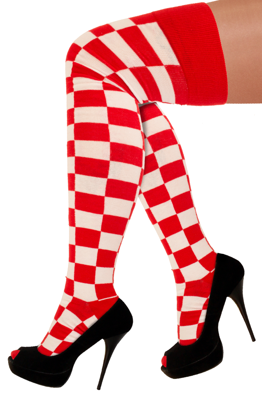 Long socks red/white blocked size 36-42