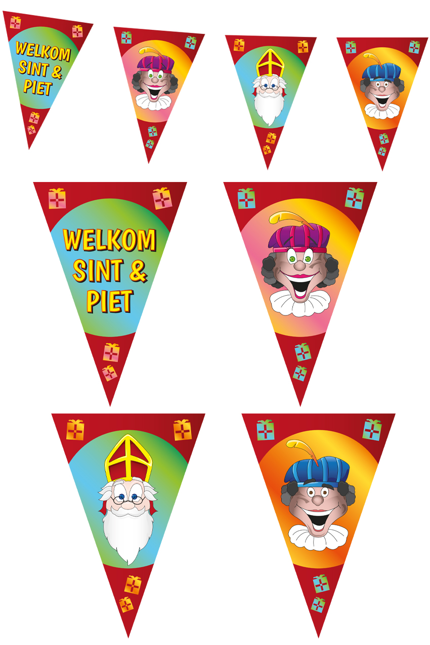 Flag line Welkom Sint en Piet  6 mtr
