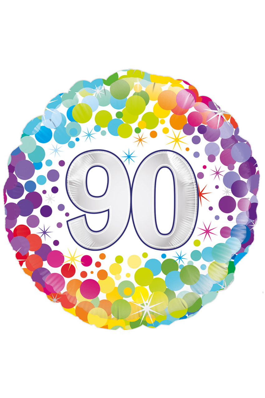 Foil balloon 90 years Confetti 18 inch per 1
