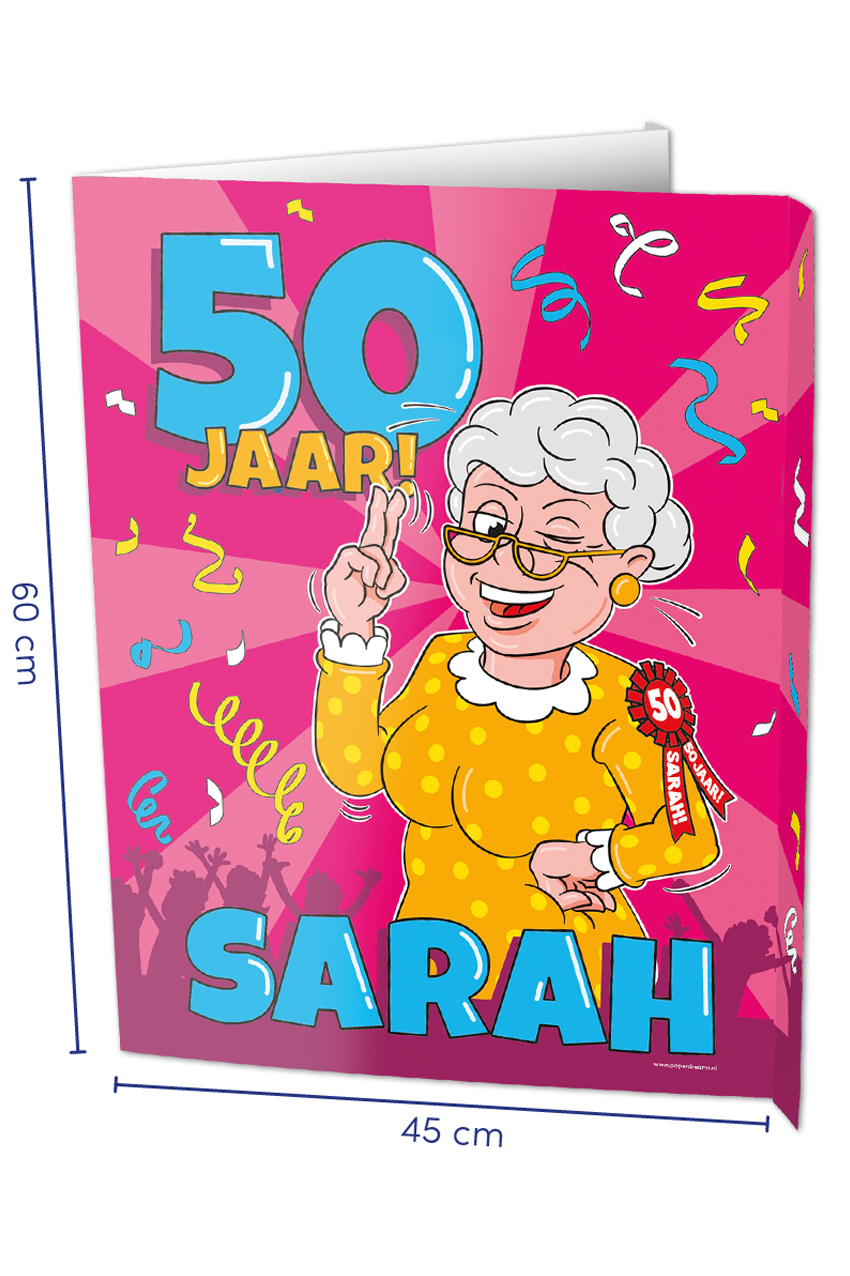Window sign Sarah 50 jaar 60 x 45 cm