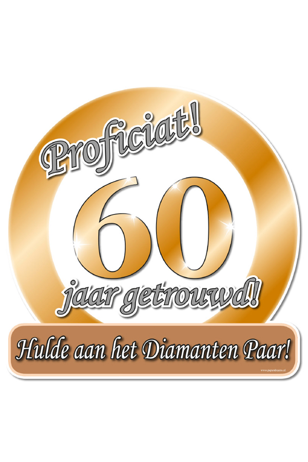 Huldeschild 50x50 cm metalic
60 jaar getrouwd